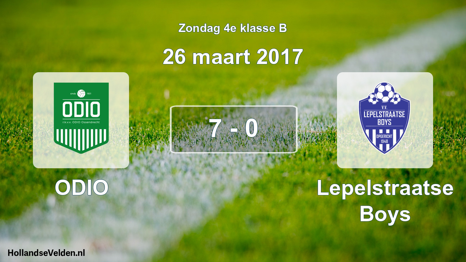 Total number of matches played: ODIO - Lepelstraatse Boys 7 - 0 (26 March 2017)