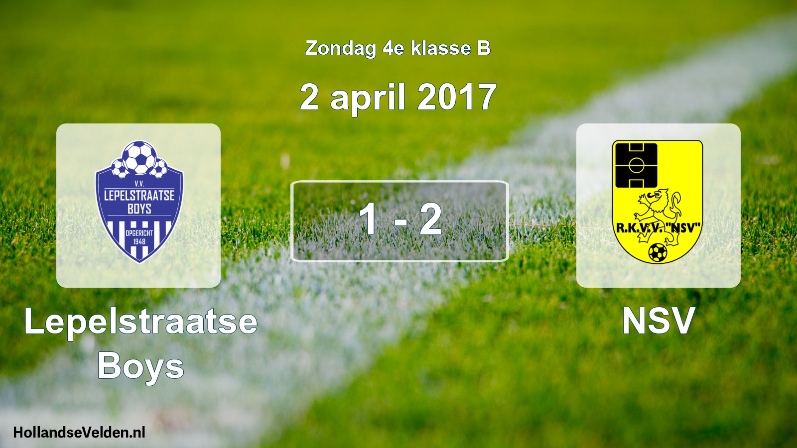 Total number of matches played: Lepelstraatse Boys - NSV 1 - 2 (2 April 2017)