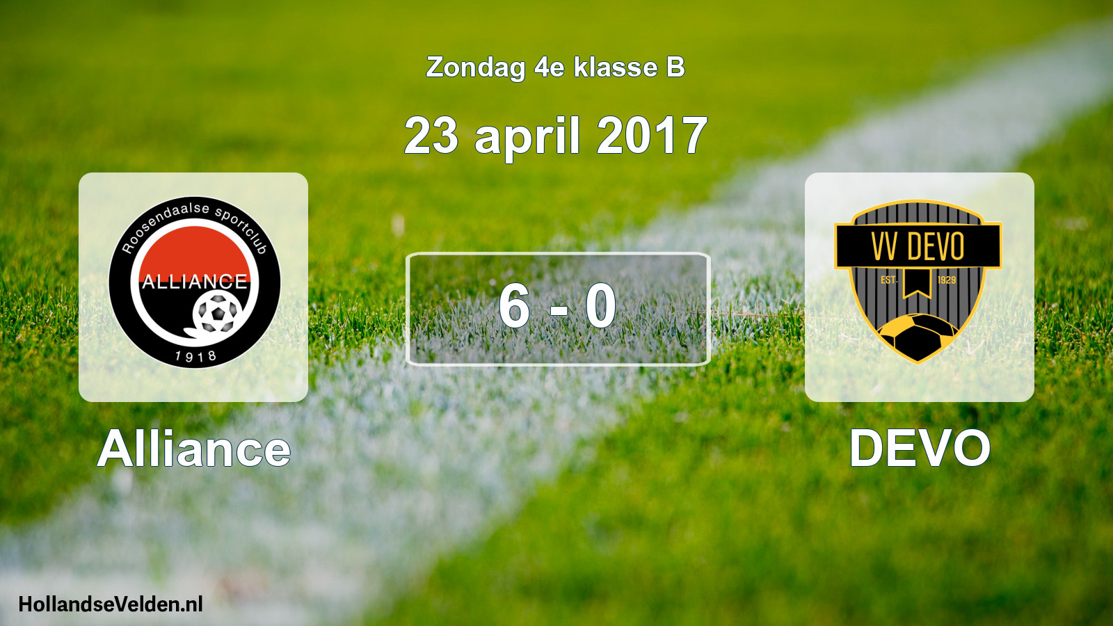 Total number of matches played: Alliance - DEVO 6 - 0 (23 April 2017)