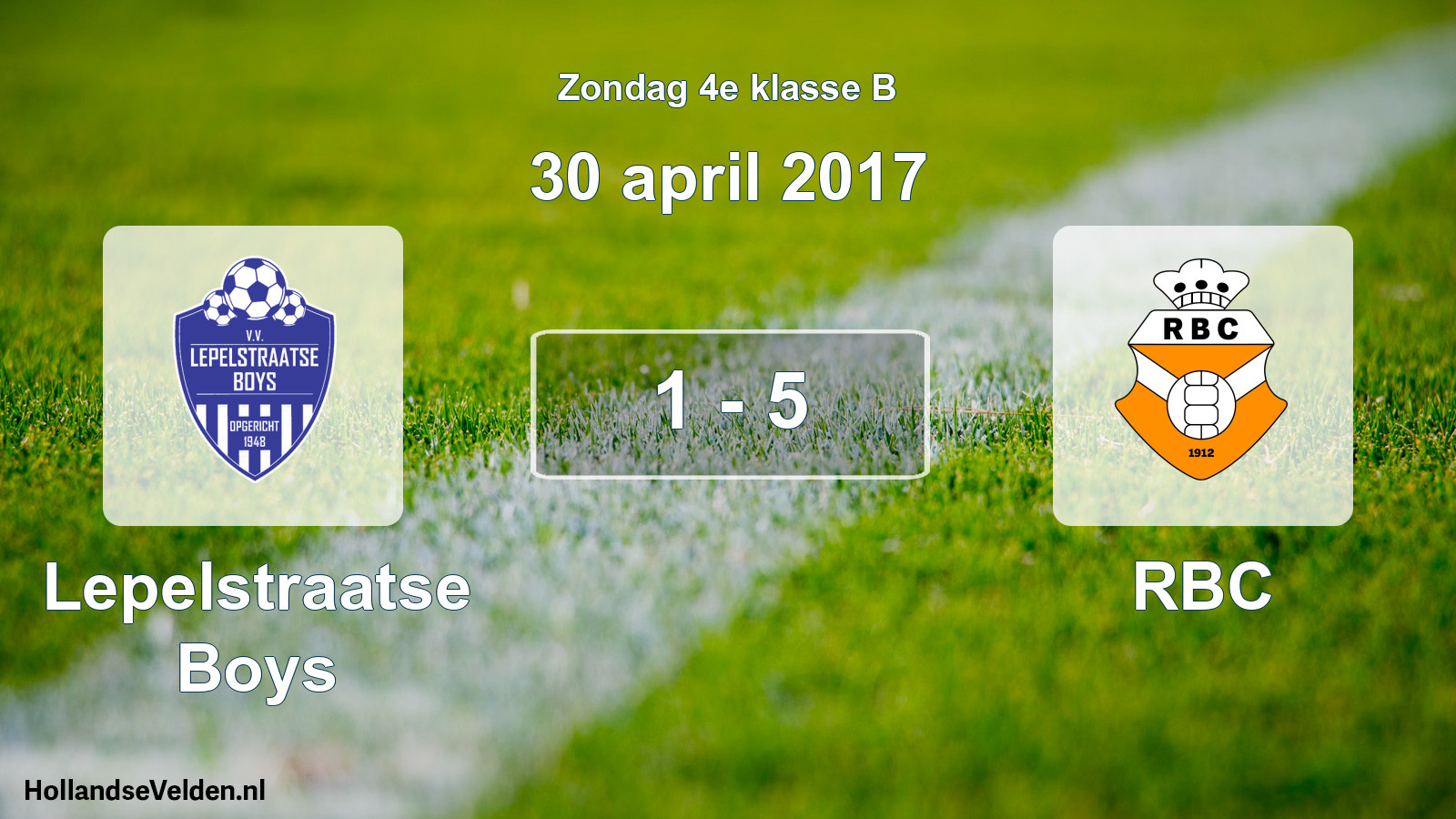 Total number of matches played: Lepelstraatse Boys - RBC 1 - 5 (30 April 2017)