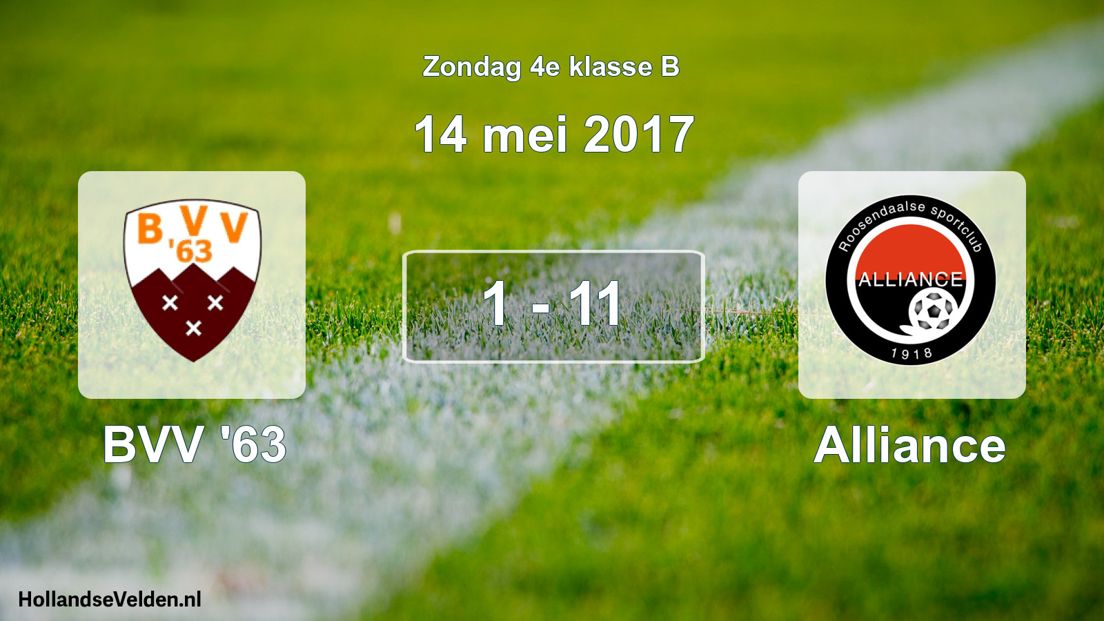 Total number of matches played: BVV '63 - Alliance 1 - 11 (14 May 2017)