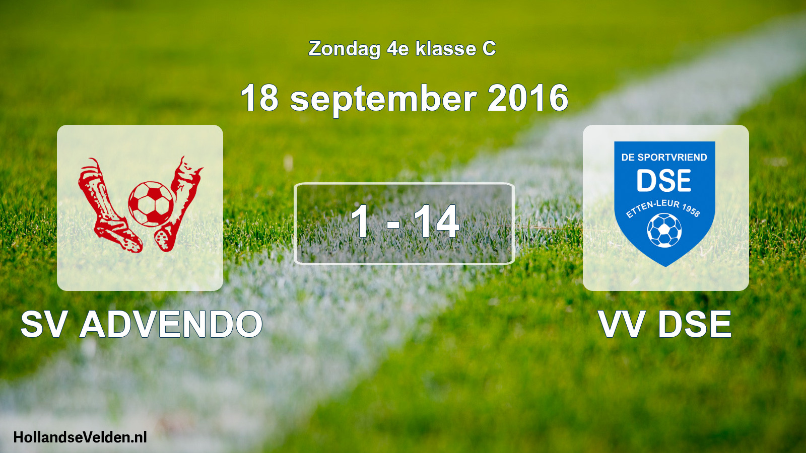 Total number of matches played: SV ADVENDO - VV DSE 1 - 14 (18 September 2016)