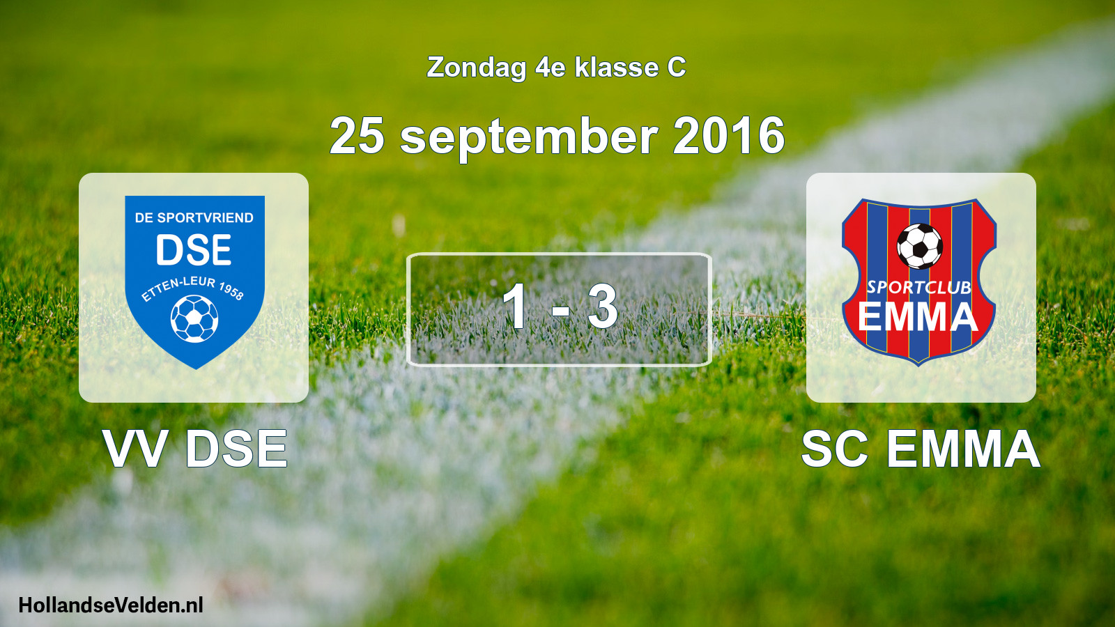 Total number of matches played: VV DSE - SC EMMA 1 - 3 (25 September 2016)