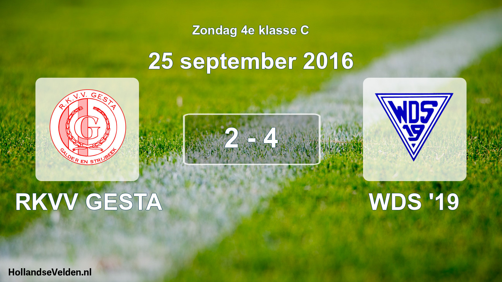 Total number of matches played: RKVV GESTA - WDS '19 2 - 4 (25 September 2016)