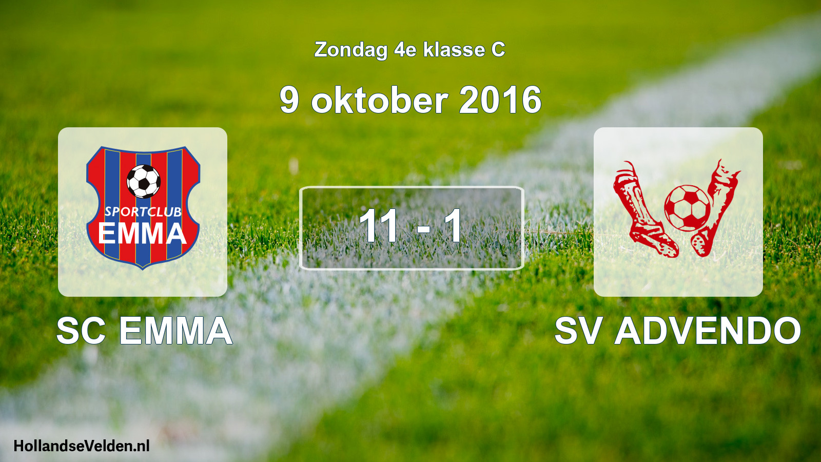 Total number of matches played: SC EMMA - SV ADVENDO 11 - 1 (9 October 2016)