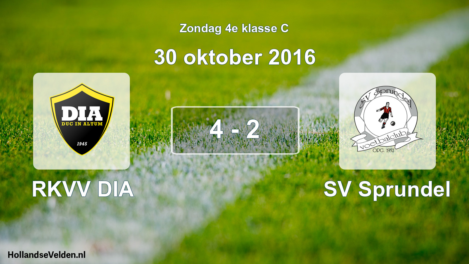 Total number of matches played: RKVV DIA - SV Sprundel 4 - 2 (30 October 2016)