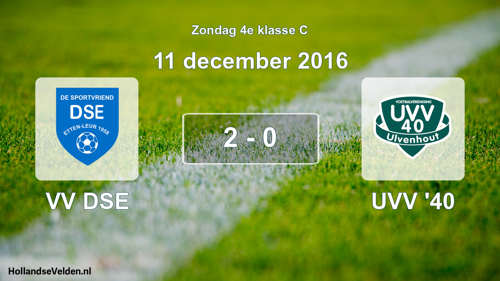 Total number of matches played: VV DSE - UVV '40 2 - 0 (11 December 2016)