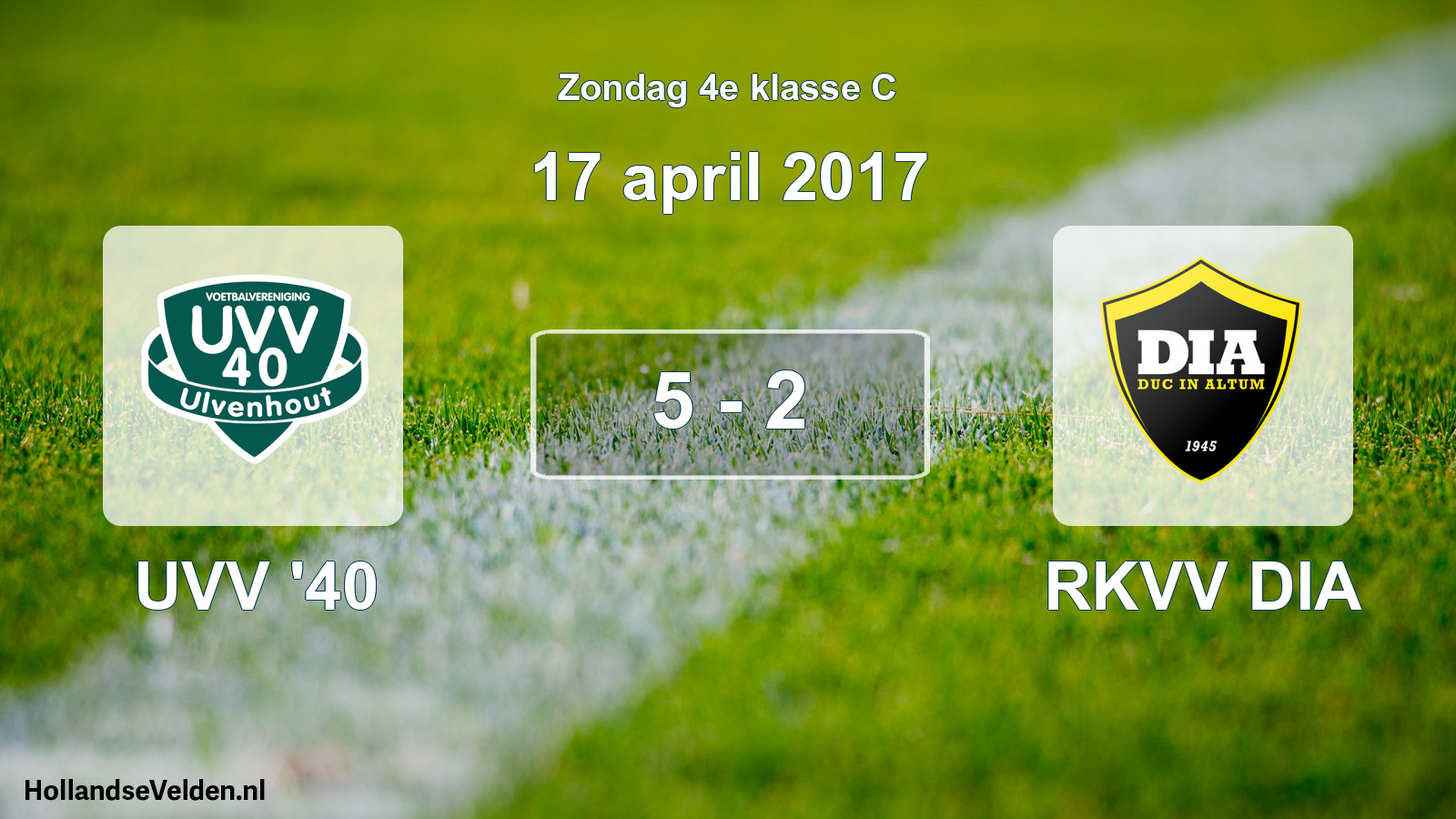 Total number of matches played: UVV '40 - RKVV DIA 5 - 2 (17 April 2017)