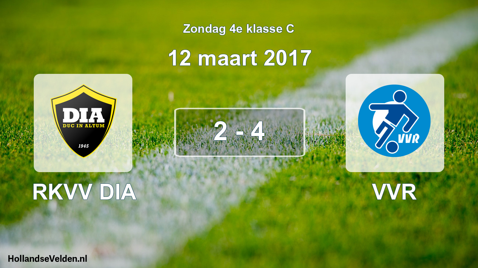 Total number of matches played: RKVV DIA - VVR 2 - 4 (12 March 2017)
