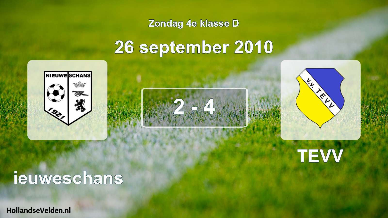 Total number of matches played: Nieuweschans - TEVV 2 - 4 (26 September 2010)
