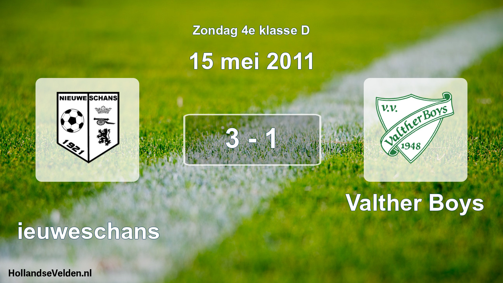 Total number of matches played: Nieuweschans - Valther Boys 3 - 1 (15 May 2011)