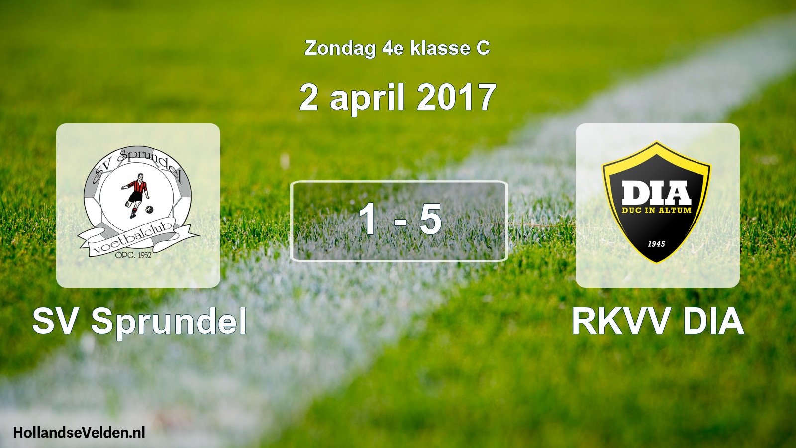 Total number of matches played: SV Sprundel - RKVV DIA 1 - 5 (2 April 2017)