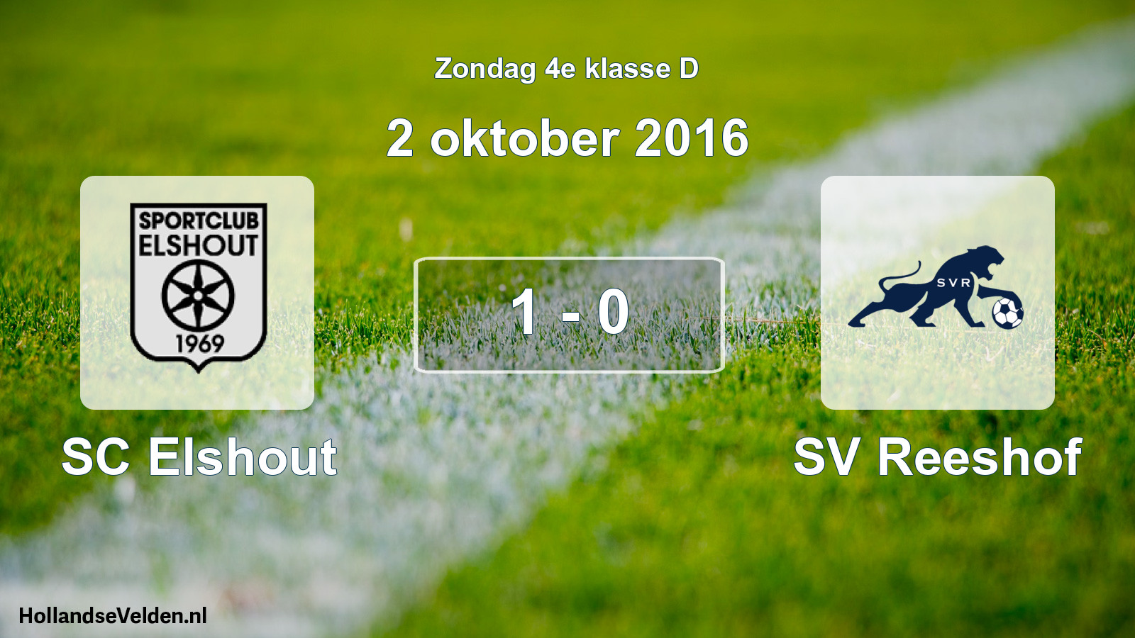 Total number of matches played: SC Elshout - SV Reeshof 1 - 0 (2 October 2016)