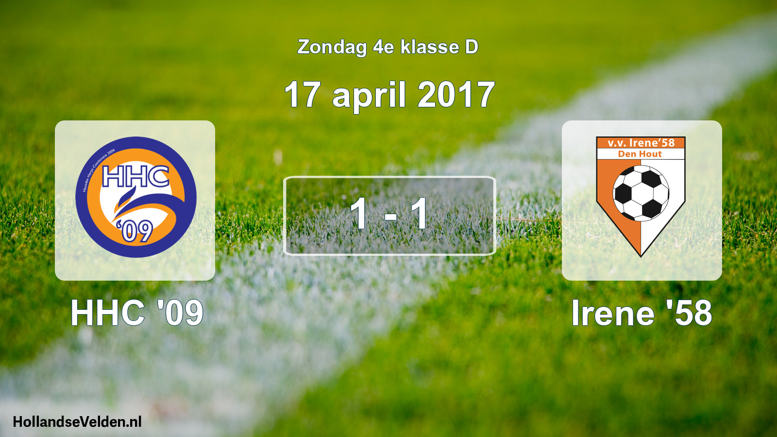 Total number of matches played: HHC '09 - Irene '58 1 - 1 (17 April 2017)