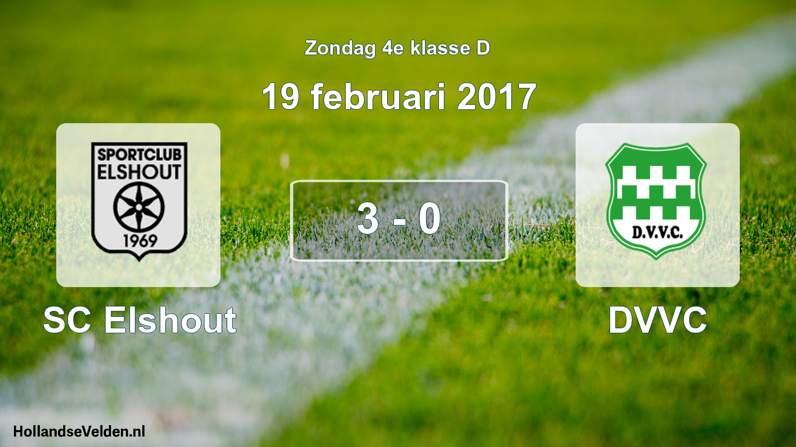 Total number of matches played: SC Elshout - DVVC 3 - 0 (19 February 2017)