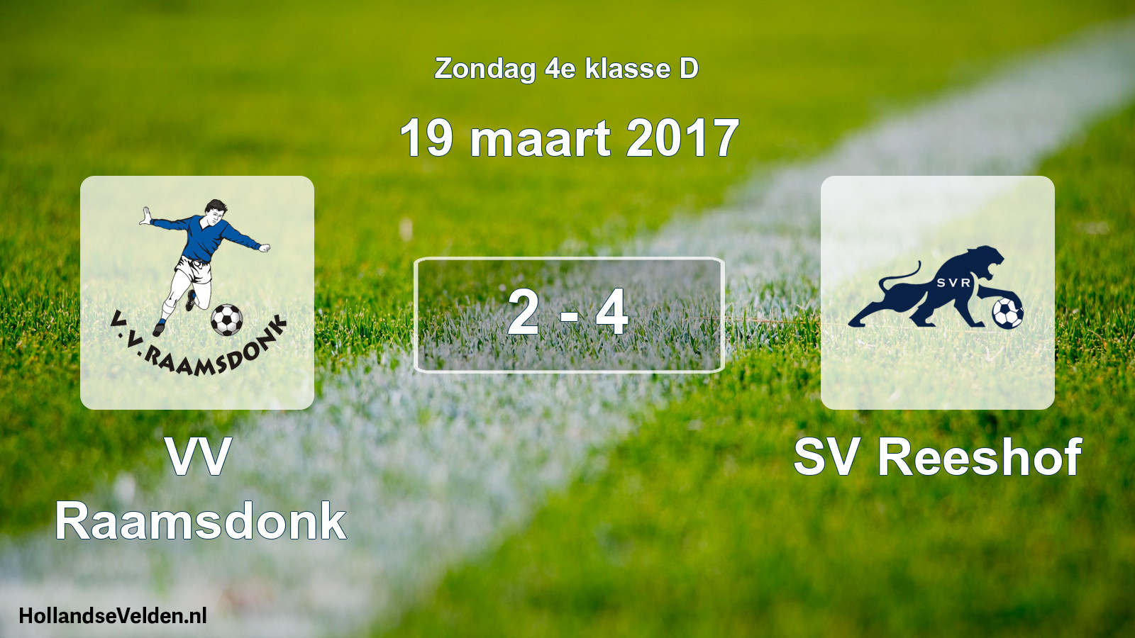 Total number of matches played: VV Raamsdonk - SV Reeshof 2 - 4 (19 March 2017)