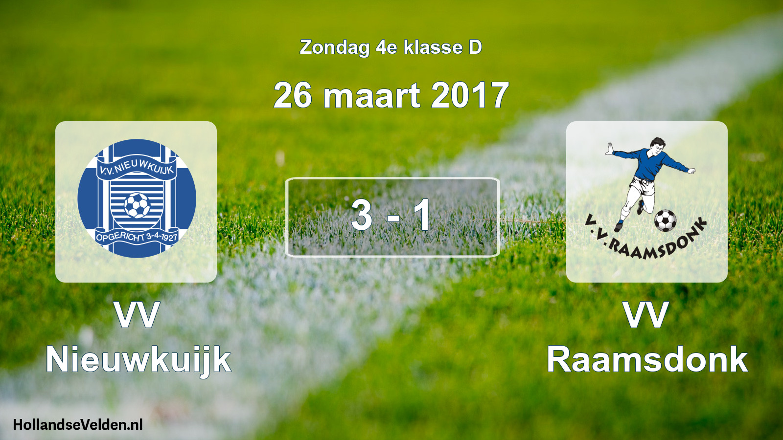 Total number of matches played: VV Nieuwkuijk - VV Raamsdonk 3 - 1 (26 March 2017)