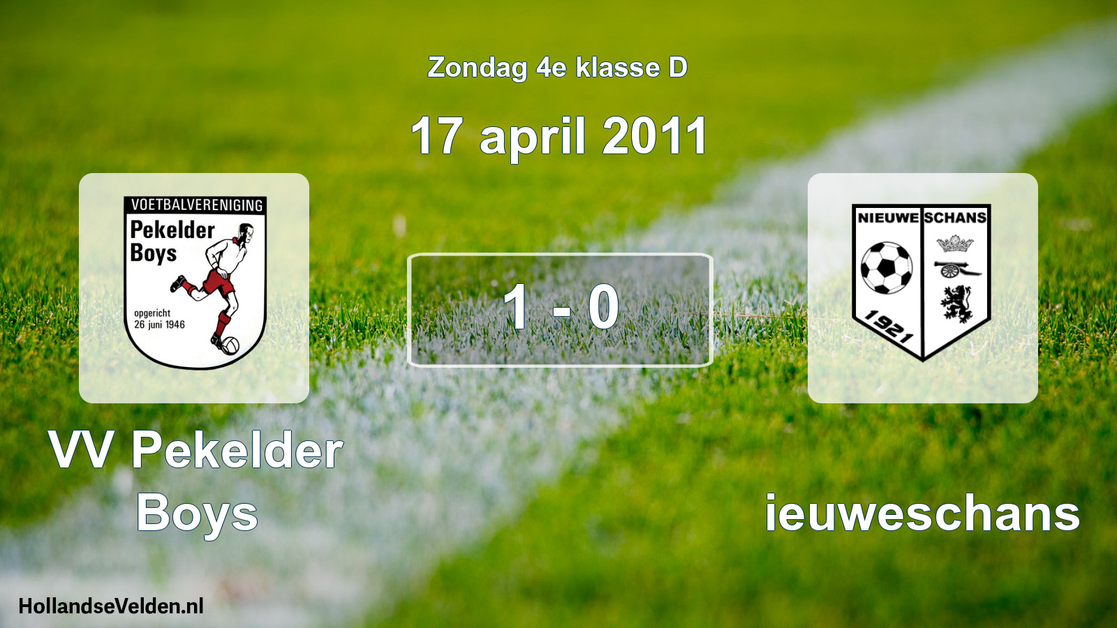 Total number of matches played: VV Pekelder Boys - Nieuweschans 1 - 0 (17 April 2011)