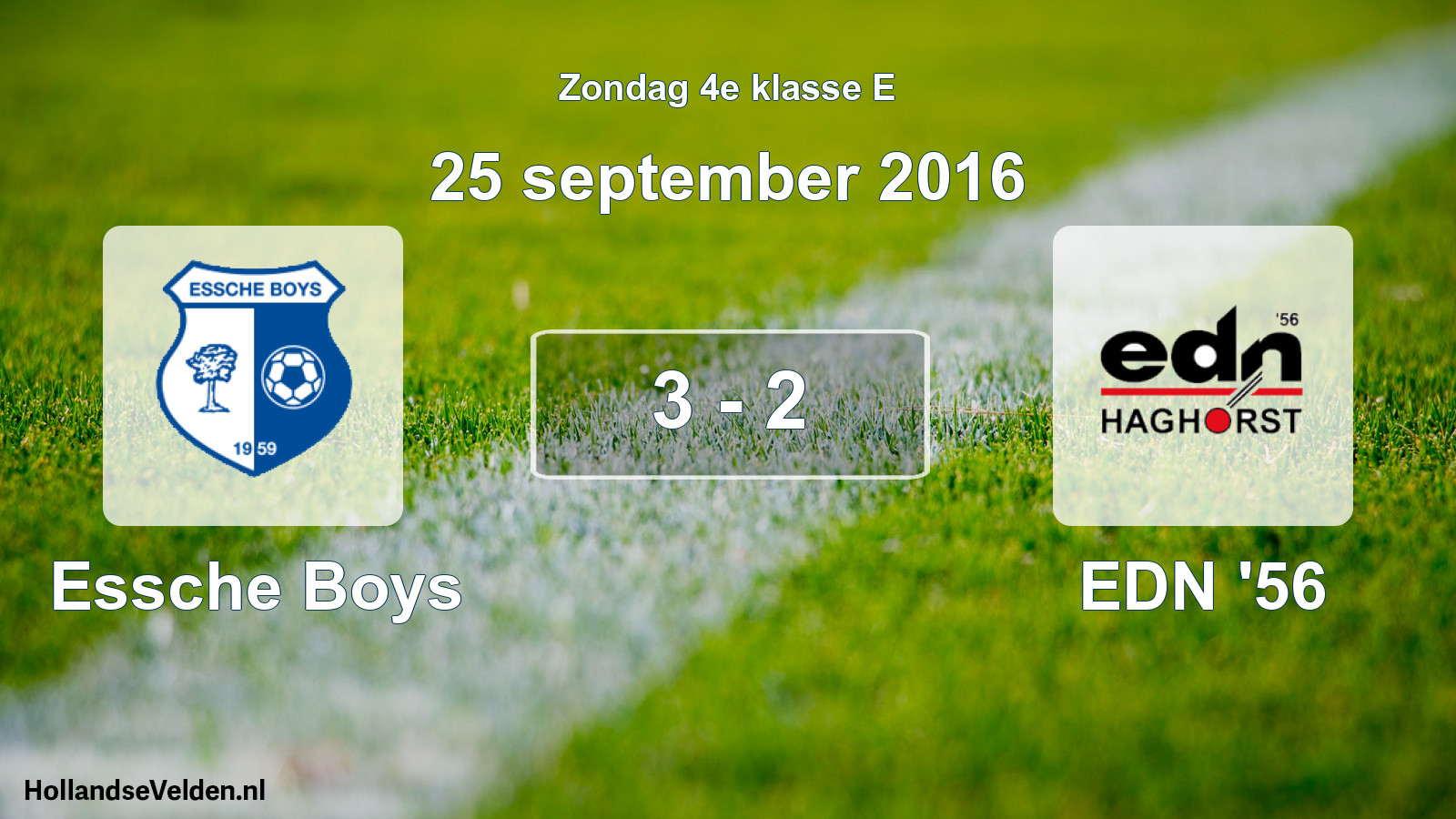 Total number of matches played: Essche Boys - EDN '56 3 - 2 (25 September 2016)