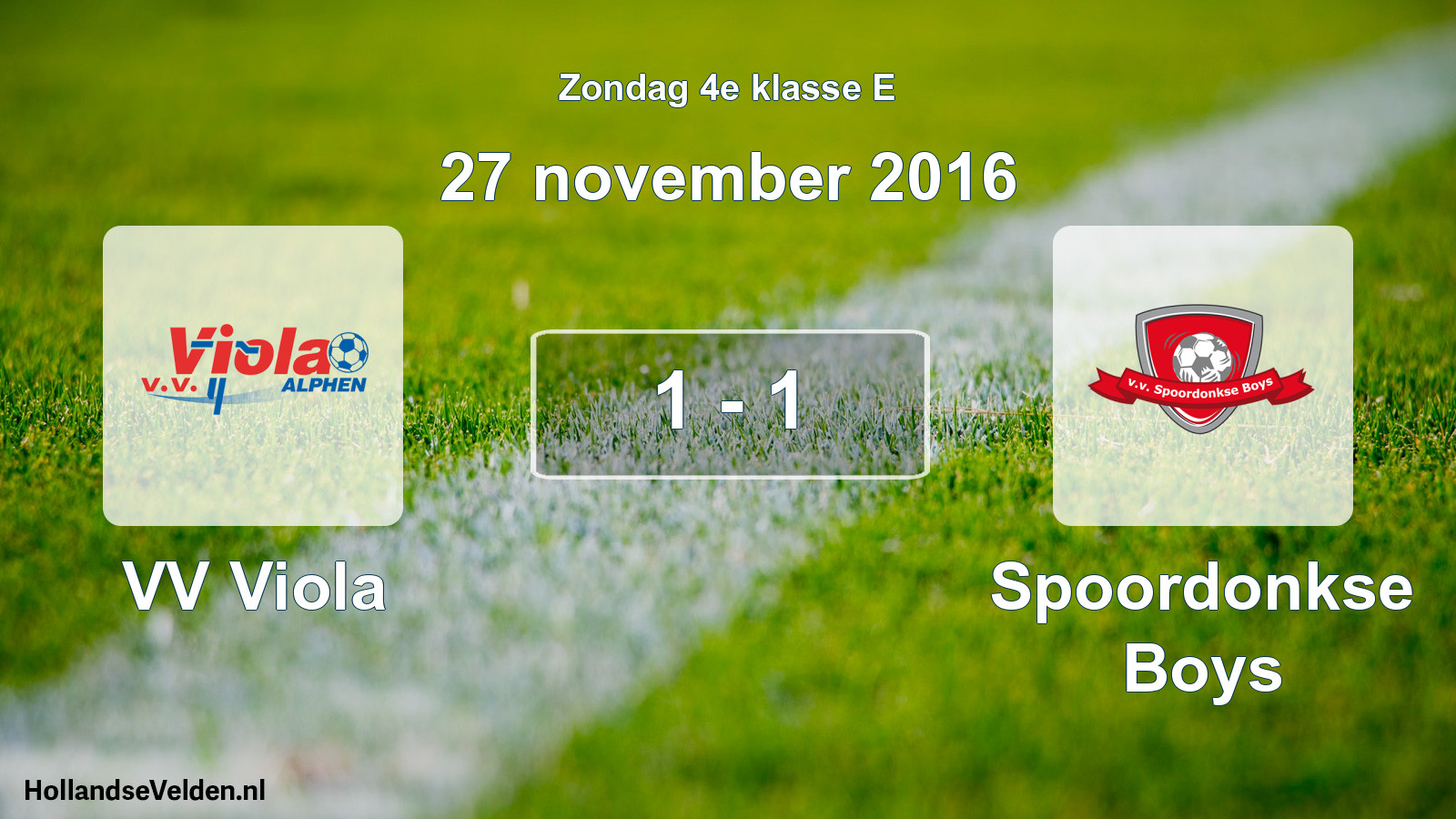 Total number of matches played: VV Viola - Spoordonkse Boys 1 - 1 (27 November 2016)