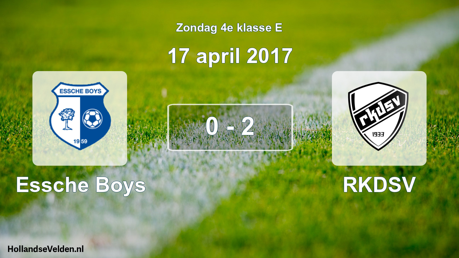 Total number of matches played: Essche Boys - RKDSV 0 - 2 (17 April 2017)