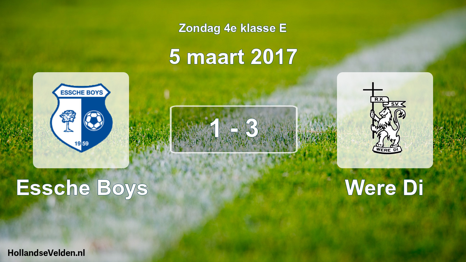 Total number of matches played: Essche Boys - Were Di 1 - 3 (5 March 2017)