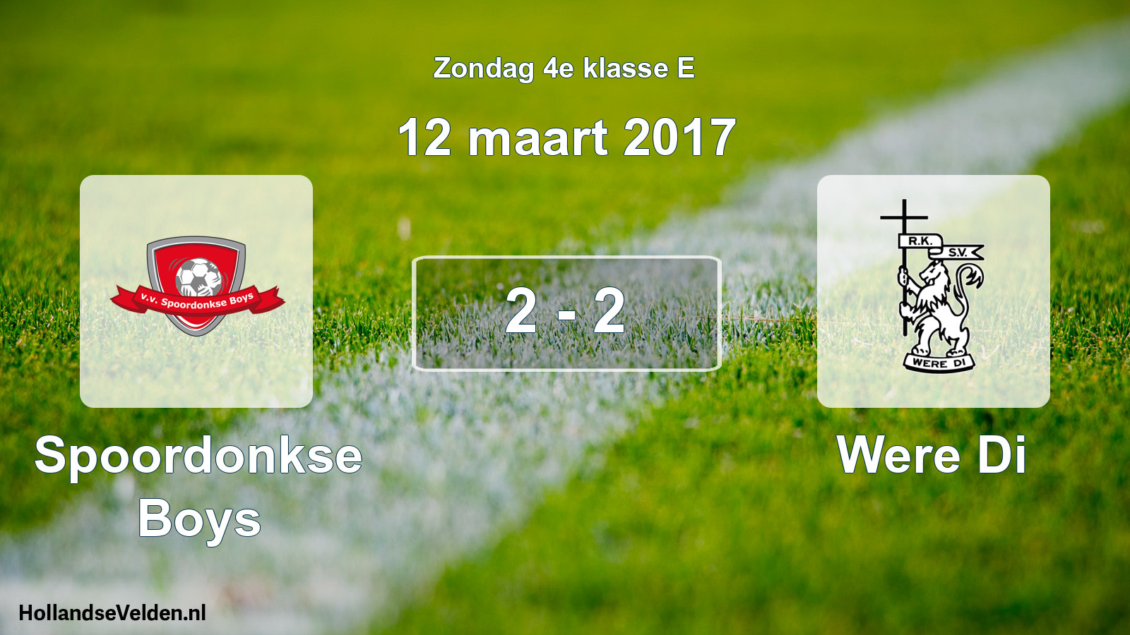 Total number of matches played: Spoordonkse Boys - Were Di 2 - 2 (12 March 2017)