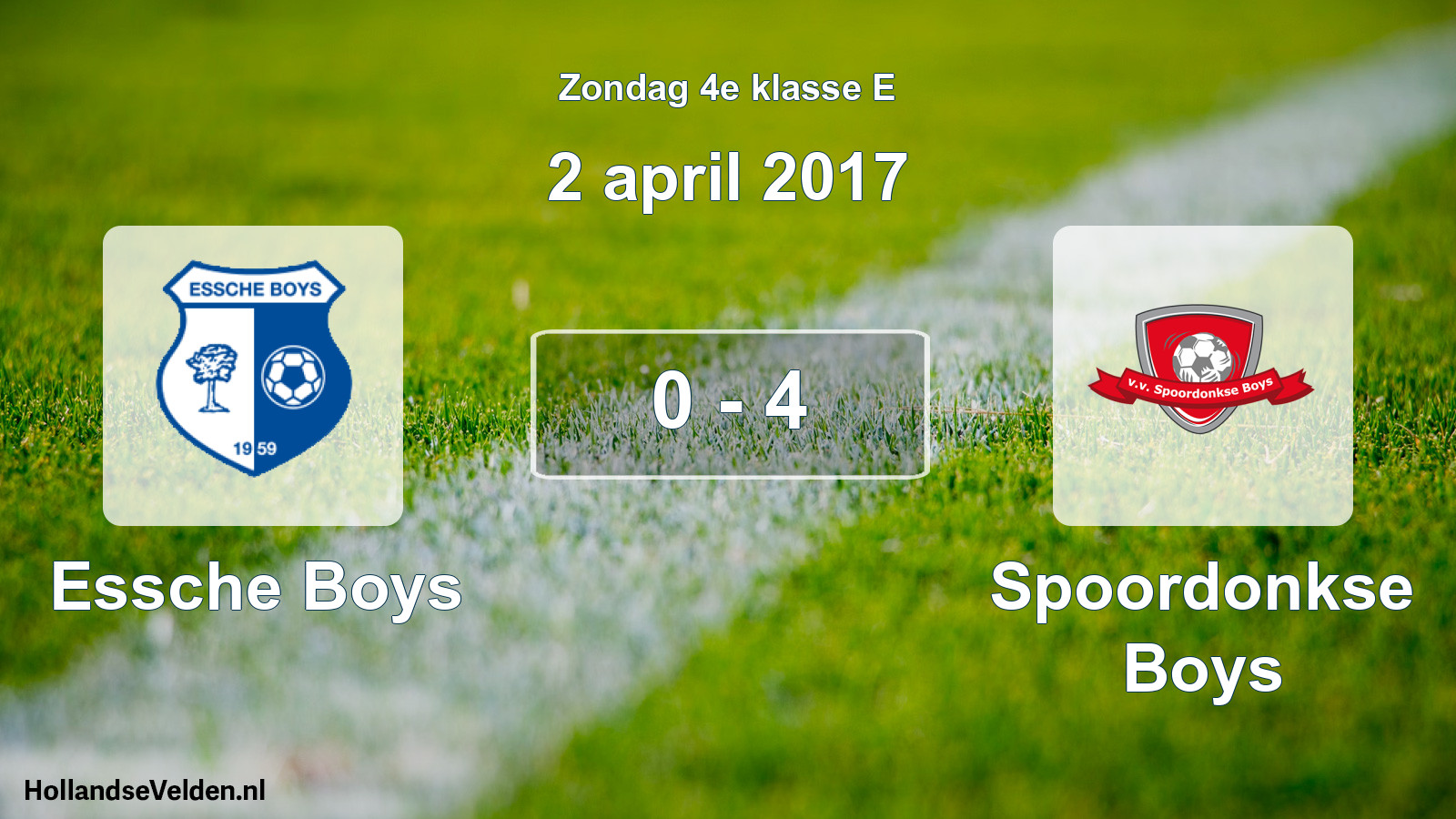 Total number of matches played: Essche Boys - Spoordonkse Boys 0 - 4 (2 April 2017)