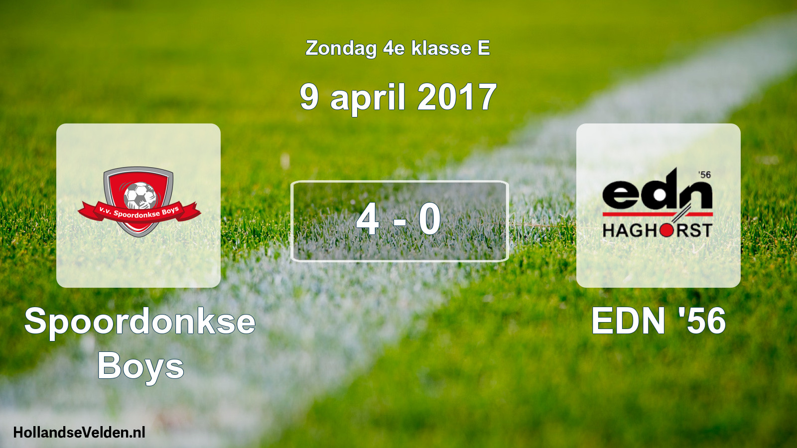 Total number of matches played: Spoordonkse Boys - EDN '56 4 - 0 (9 April 2017)
