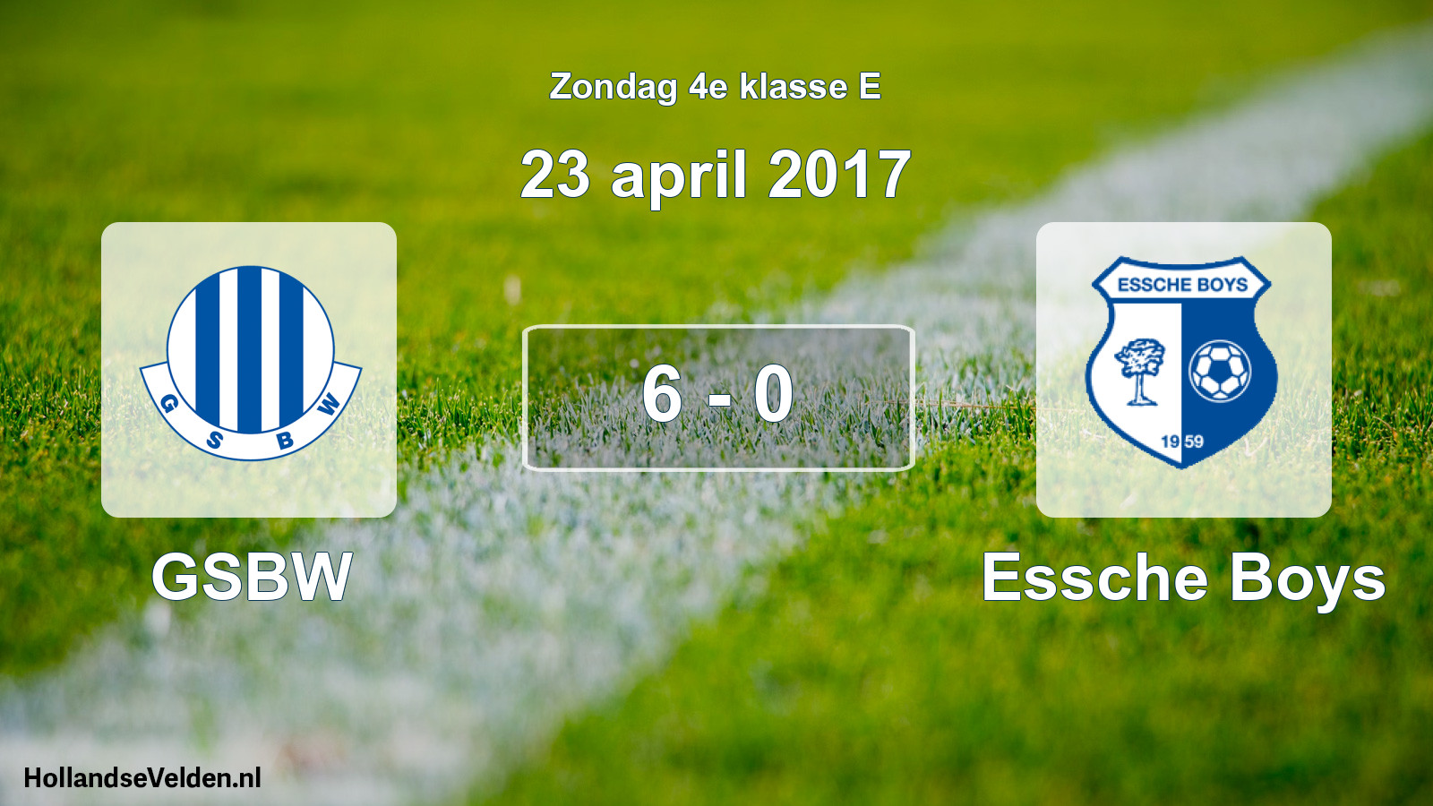 Total number of matches played: GSBW - Essche Boys 6 - 0 (23 April 2017)