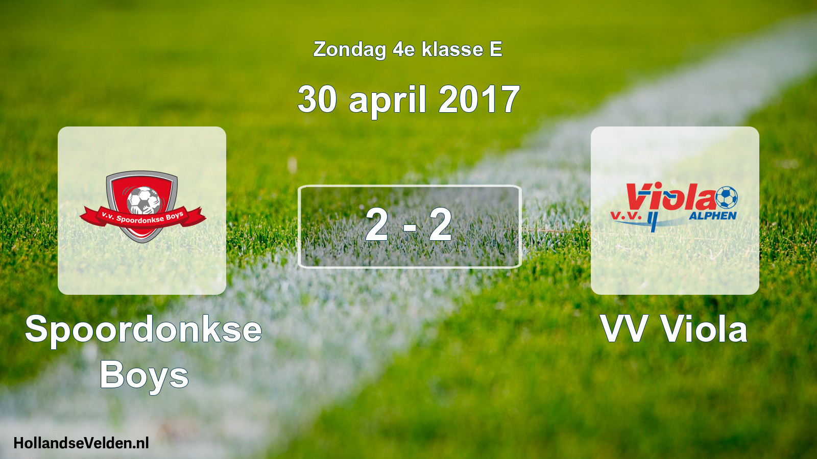 Total number of matches played: Spoordonkse Boys - VV Viola 2 - 2 (30 April 2017)