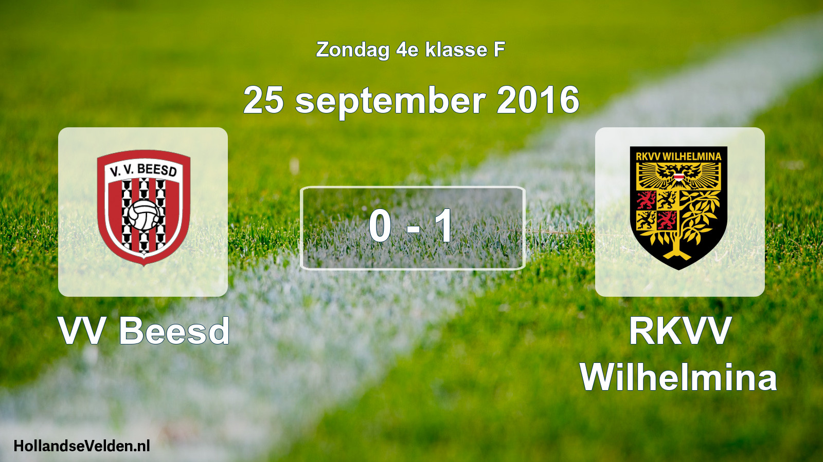 Total number of matches played: VV Beesd - RKVV Wilhelmina 0 - 1 (25 September 2016)
