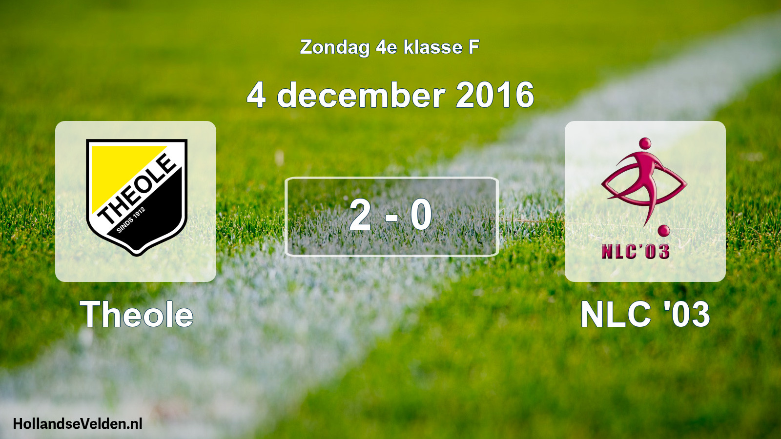 Total number of matches played: Theole - NLC '03 2 - 0 (4 December 2016)