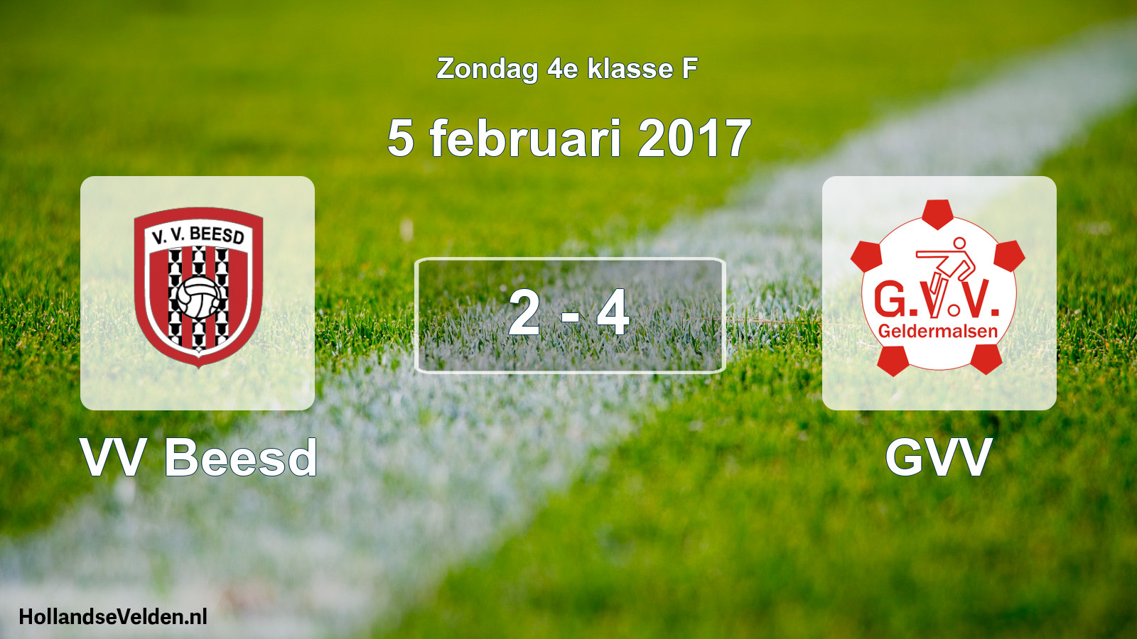 Total number of matches played: VV Beesd - GVV 2 - 4 (5 February 2017)