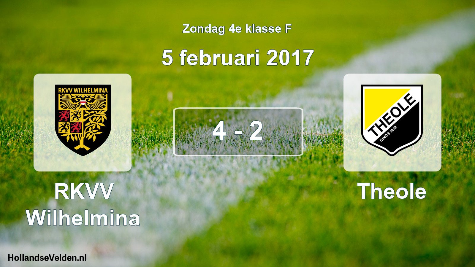 Total number of matches played: RKVV Wilhelmina - Theole 4 - 2 (5 February 2017)