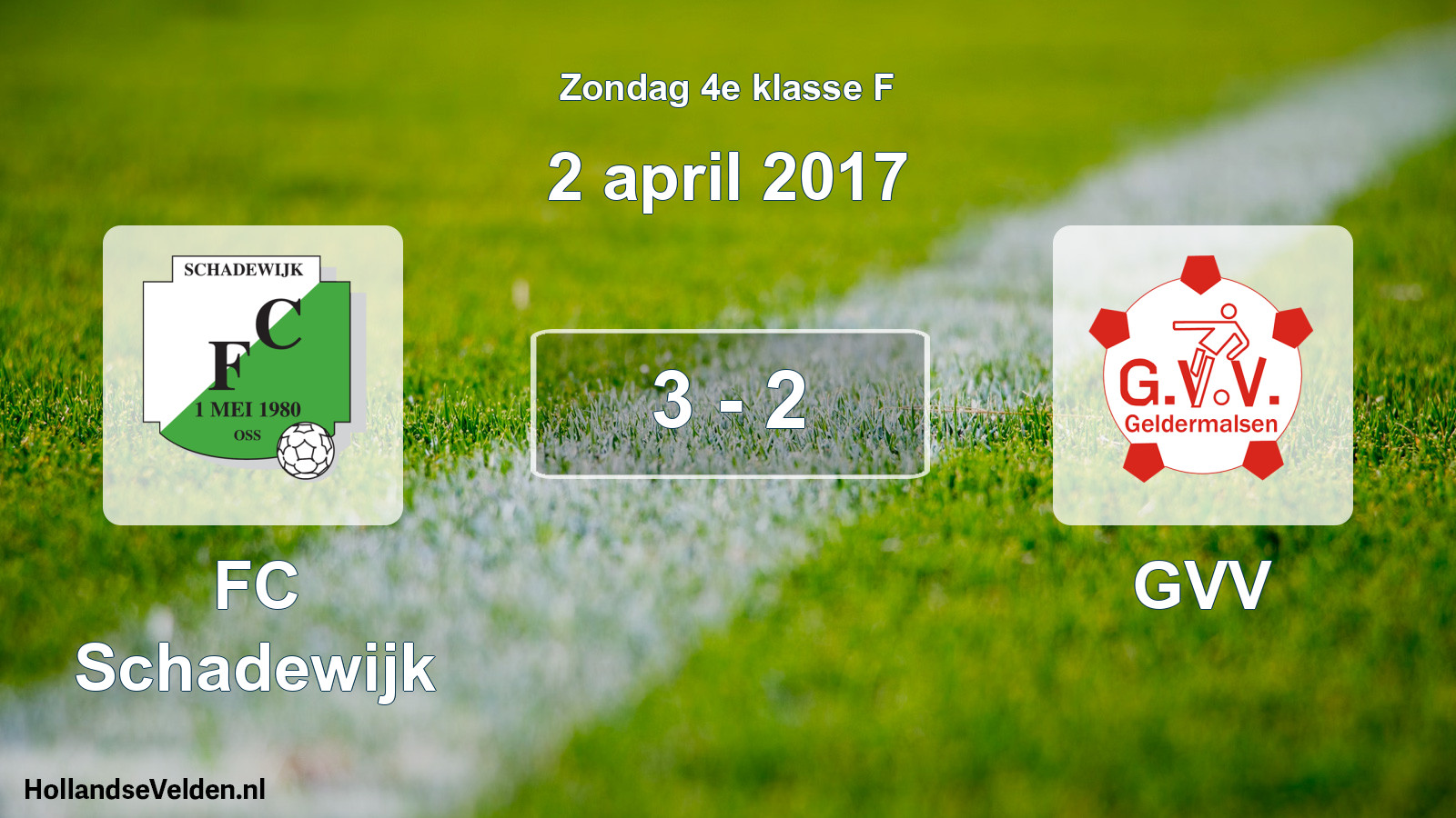 Total number of matches played: FC Schadewijk - GVV 3 - 2 (2 April 2017)
