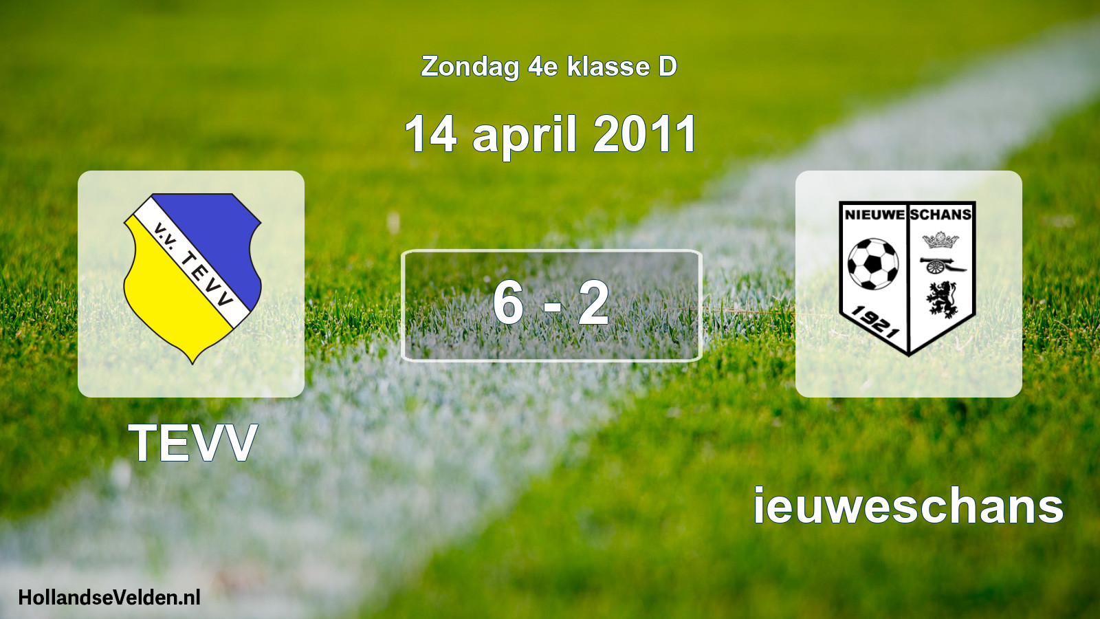 Total number of matches played: TEVV - Nieuweschans 6 - 2 (14 April 2011)