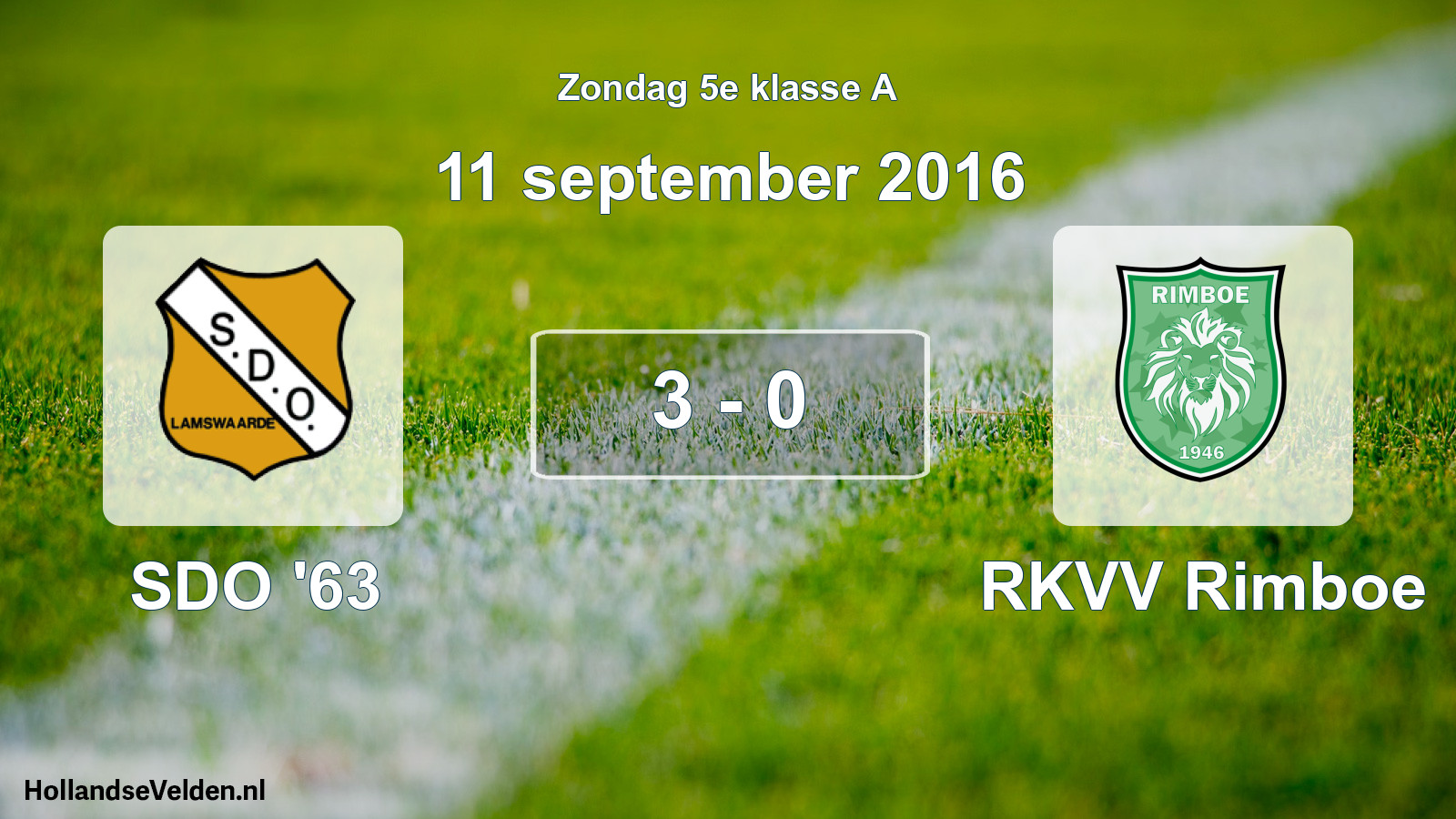 Total number of matches played: SDO '63 - RKVV Rimboe 3 - 0 (11 September 2016)