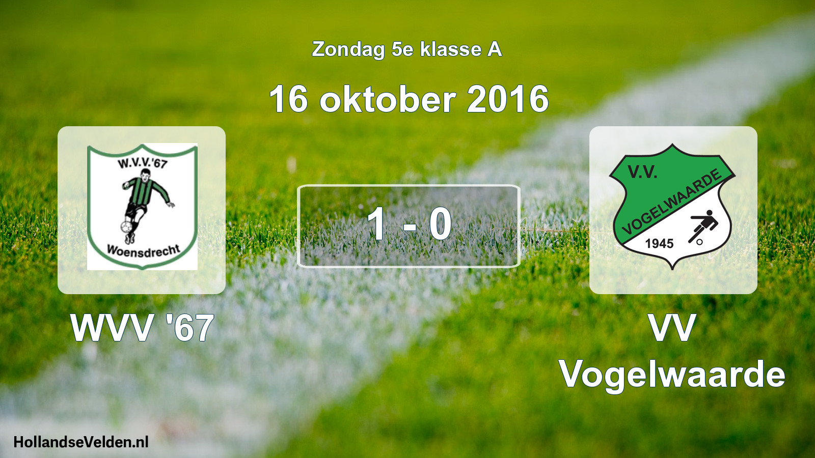 Total number of matches played: WVV '67 - VV Vogelwaarde 1 - 0 (16 October 2016)