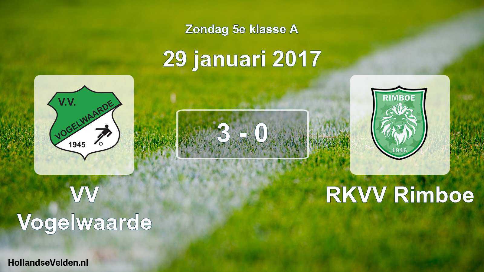 Total number of matches played: VV Vogelwaarde - RKVV Rimboe 3 - 0 (29 January 2017)
