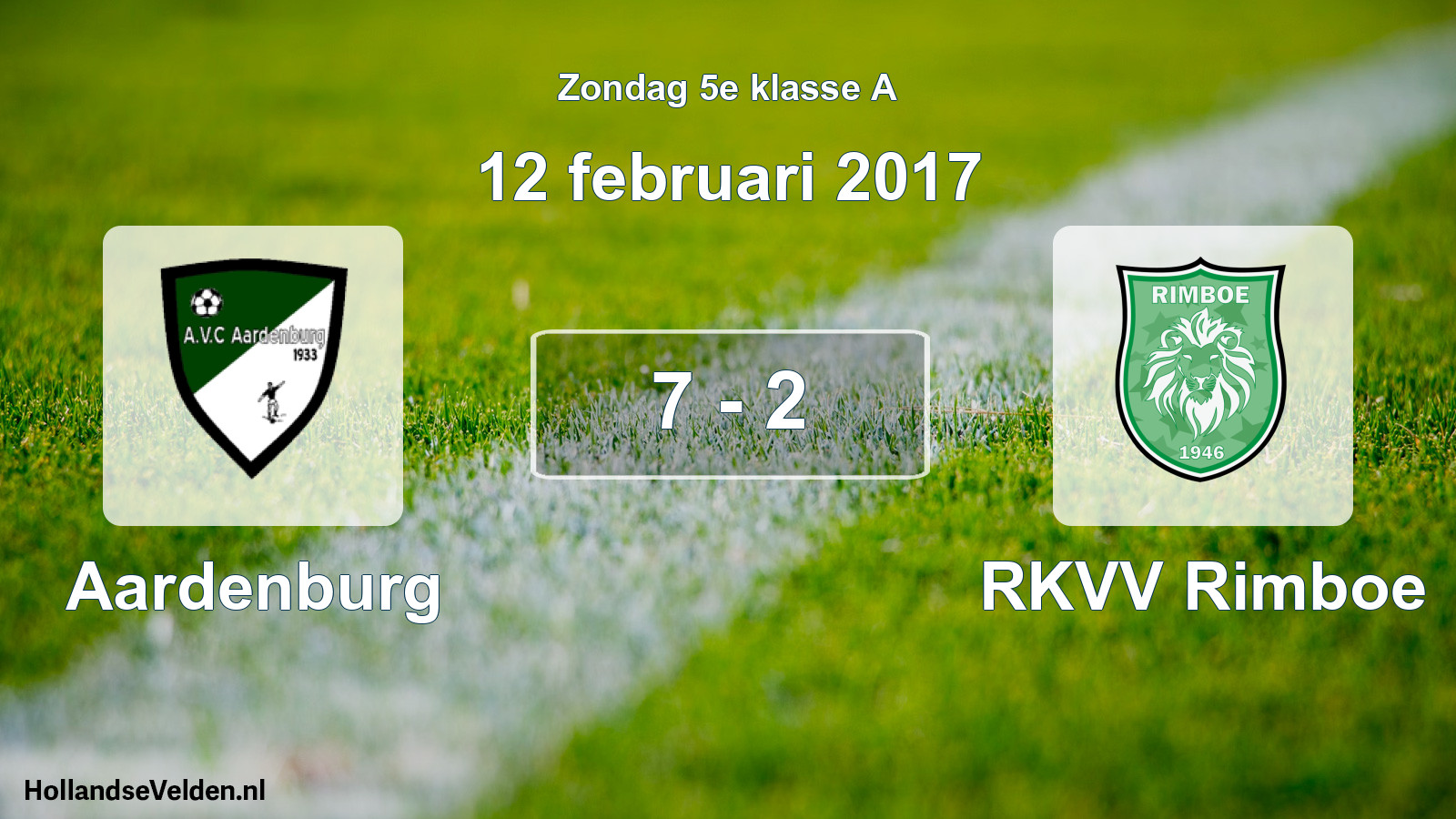 Total number of matches played: Aardenburg - RKVV Rimboe 7 - 2 (12 February 2017)