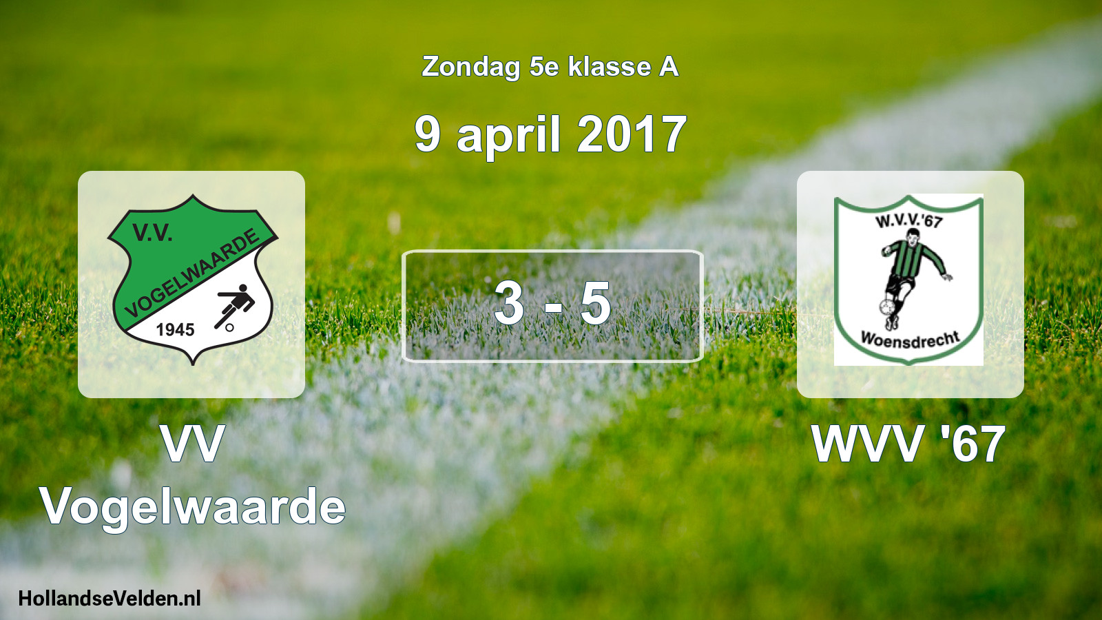 Total number of matches played: VV Vogelwaarde - WVV '67 3 - 5 (9 April 2017)