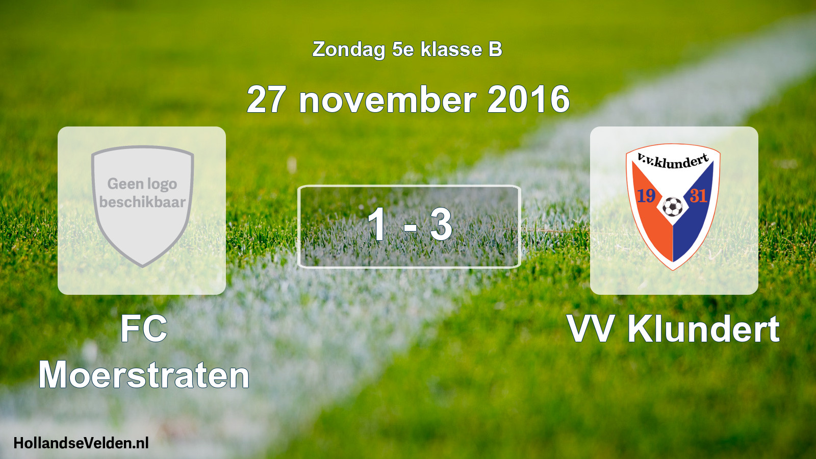 Total number of matches played: FC Moerstraten - VV Klundert 1 - 3 (27 November 2016)