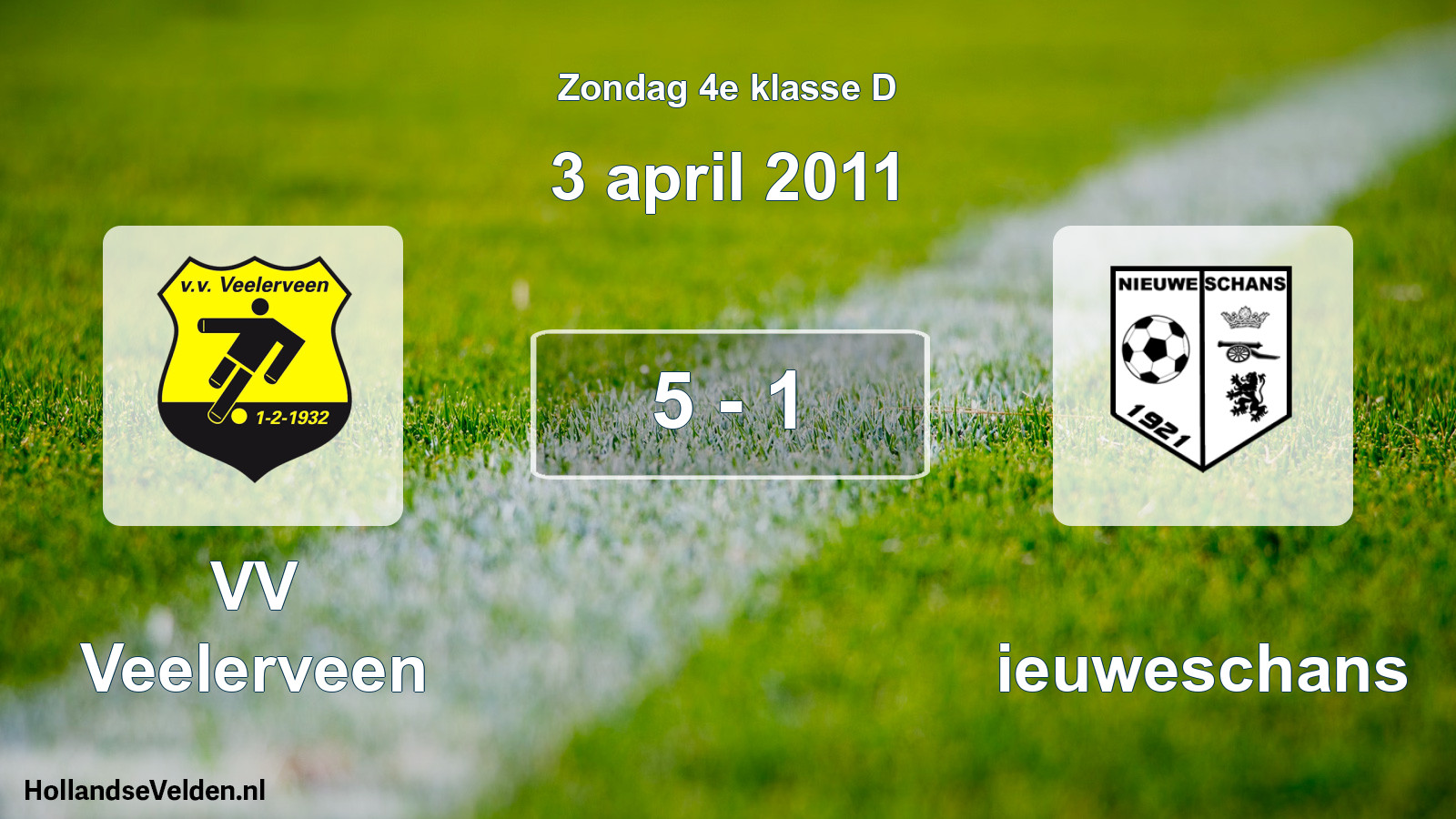 Total number of matches played: VV Veelerveen - Nieuweschans 5 - 1 (3 April 2011)