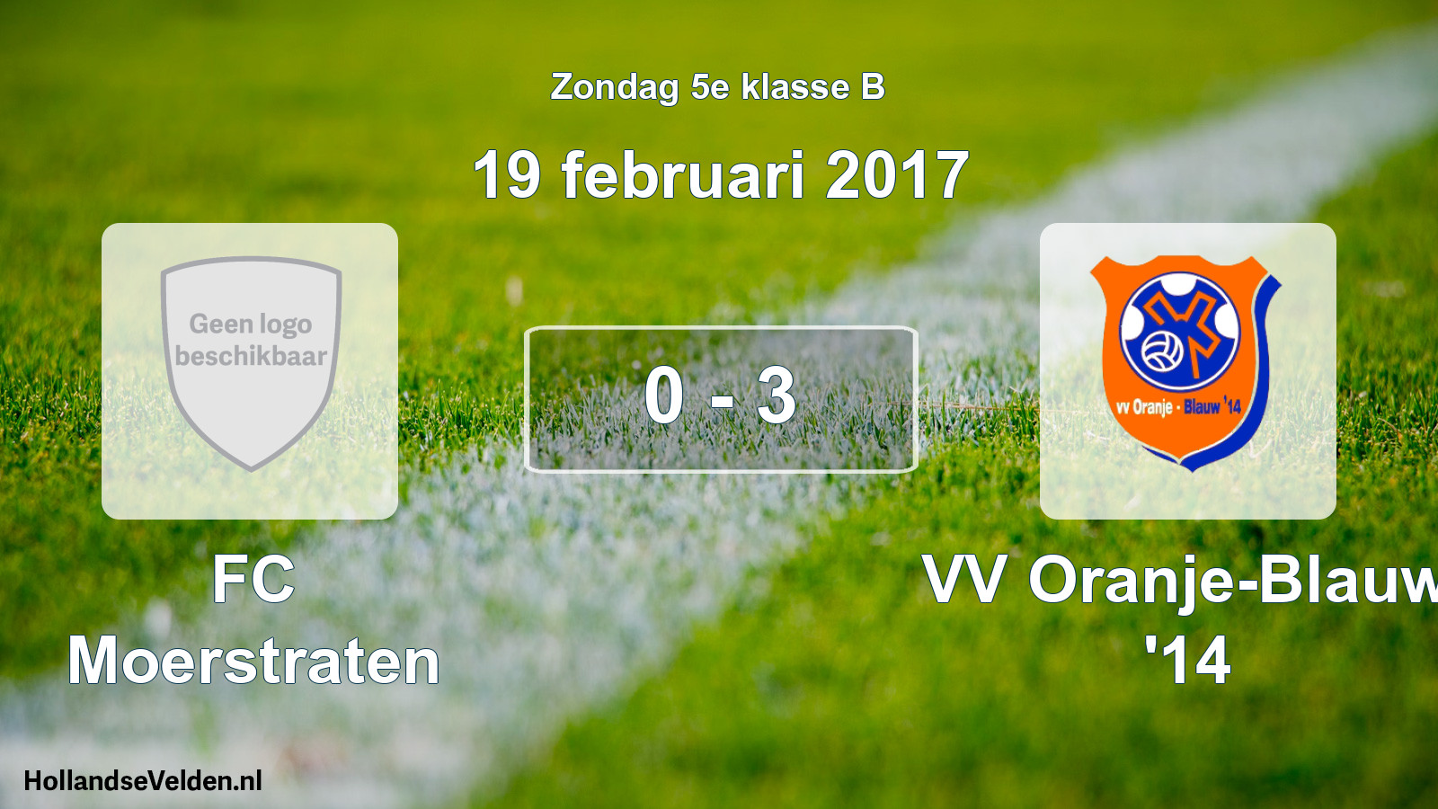 Total number of matches played: FC Moerstraten - VV Oranje-Blauw '14 0 - 3 (19 February 2017)
