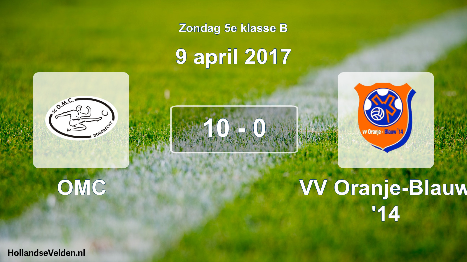 Total number of matches played: OMC - VV Oranje-Blauw '14 10 - 0 (9 April 2017)