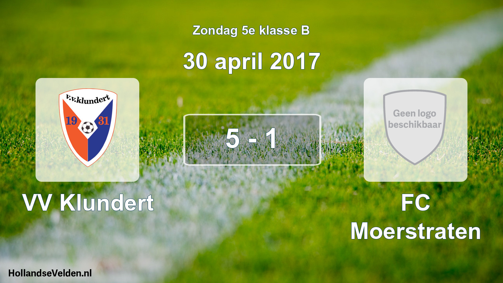 Total number of matches played: VV Klundert - FC Moerstraten 5 - 1 (30 April 2017)