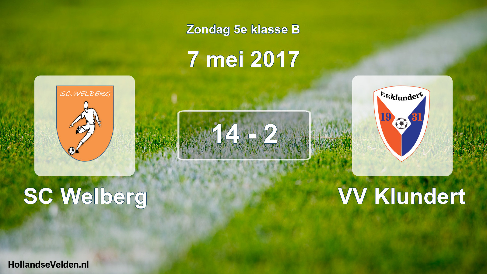 Total number of matches played: SC Welberg - VV Klundert 14 - 2 (7 May 2017)