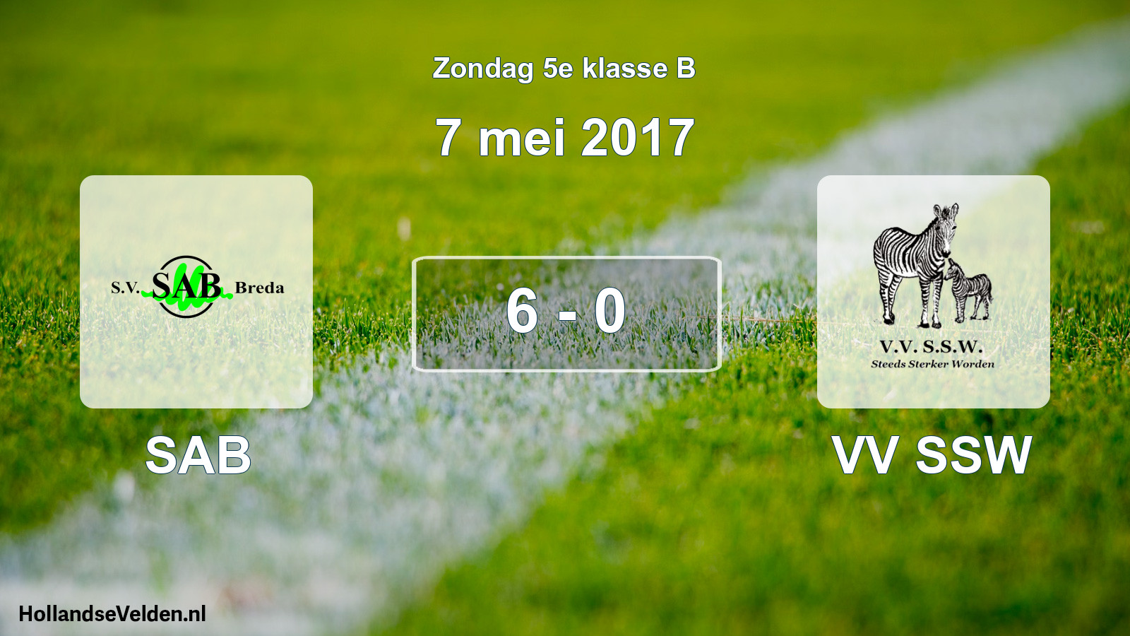 Total number of matches played: SAB - VV SSW 6 - 0 (7 May 2017)