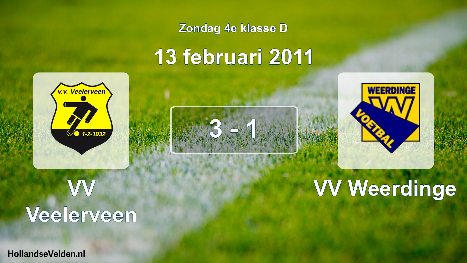 Total number of matches played: VV Veelerveen - VV Weerdinge 3 - 1 (13 February 2011)